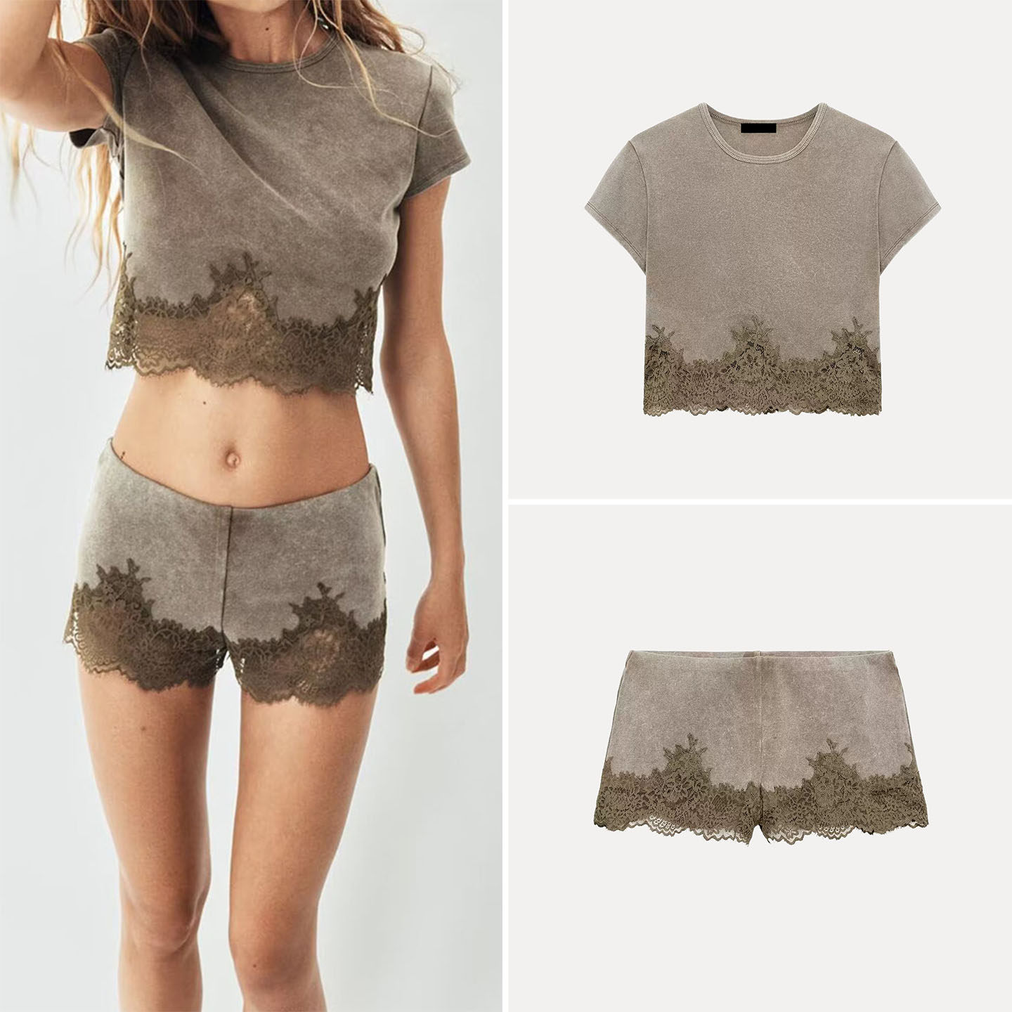 Wash Effect Set - Conjunto de Top Corto y Pantalón