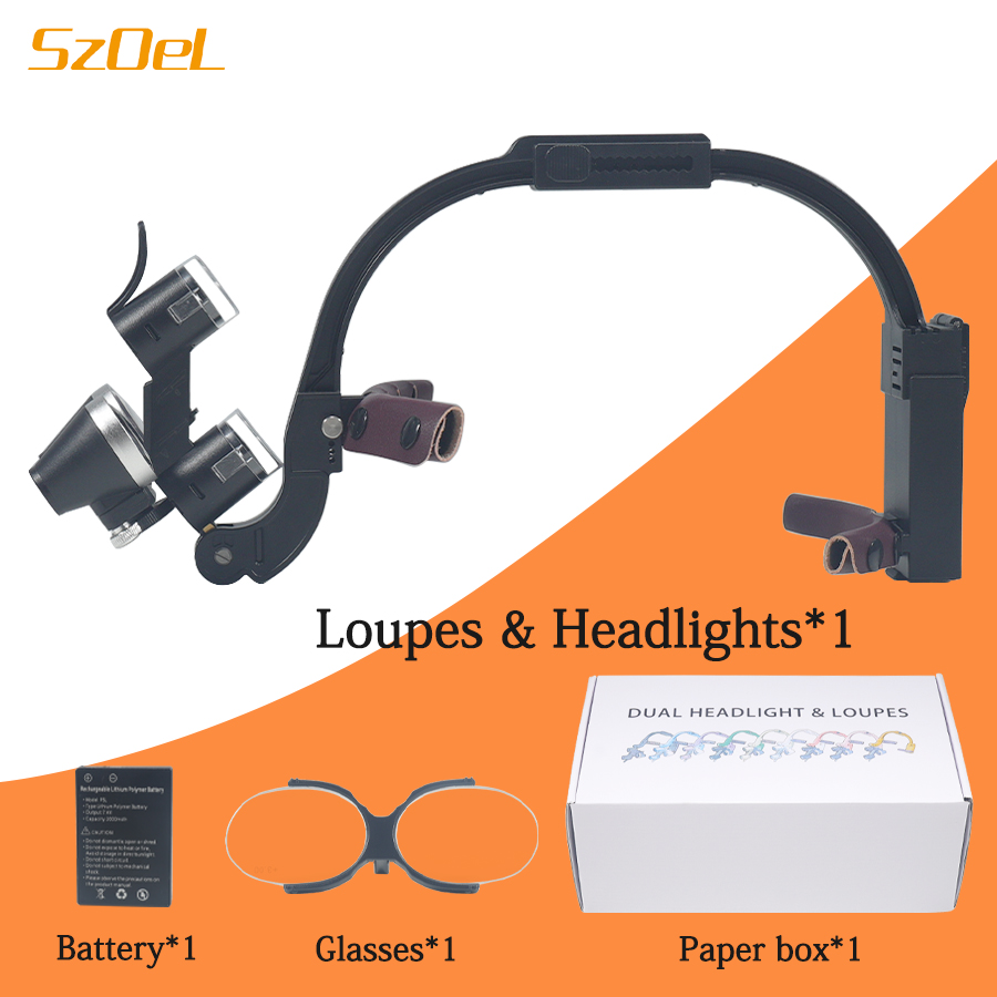 Magnifier With Light - Binocular Dental con lupa de 2,5x/3,5x,