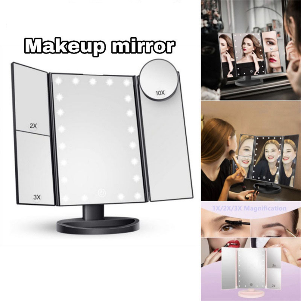 Magnifier With Light - Espejo de Maquillaje Plegable para Baño,