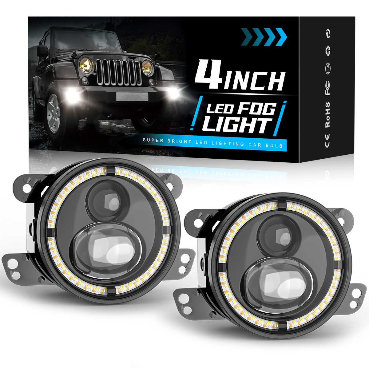 Model Kit Dodge Charger - Luz antiniebla LED redonda de 4