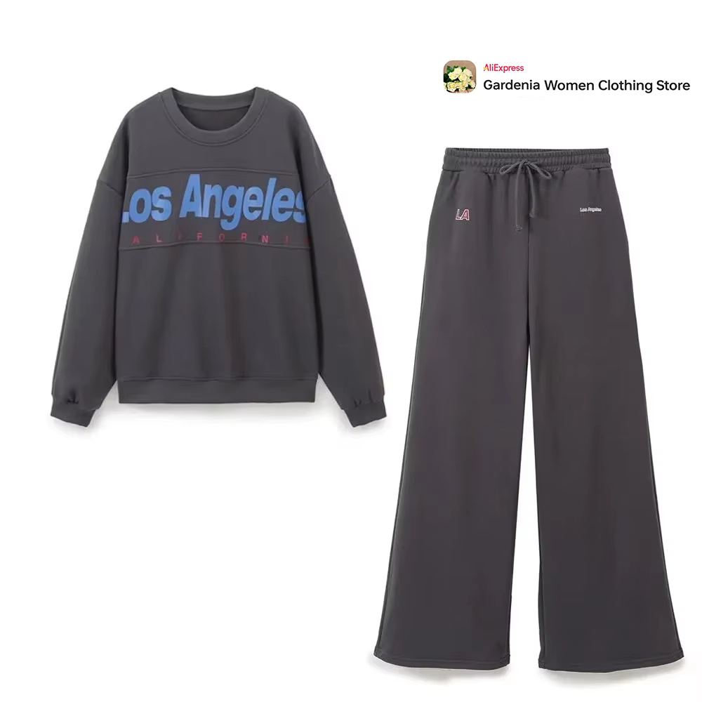 Wash Effect Set - Traje deportivo gris oscuro para mujer,